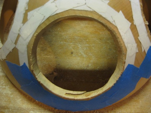 Detail of cut used to enlarge back of speaker opening