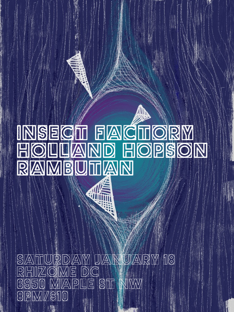 Show flyer for Insect Factory, Holland Hopson and Rambutan at Rhizome DC